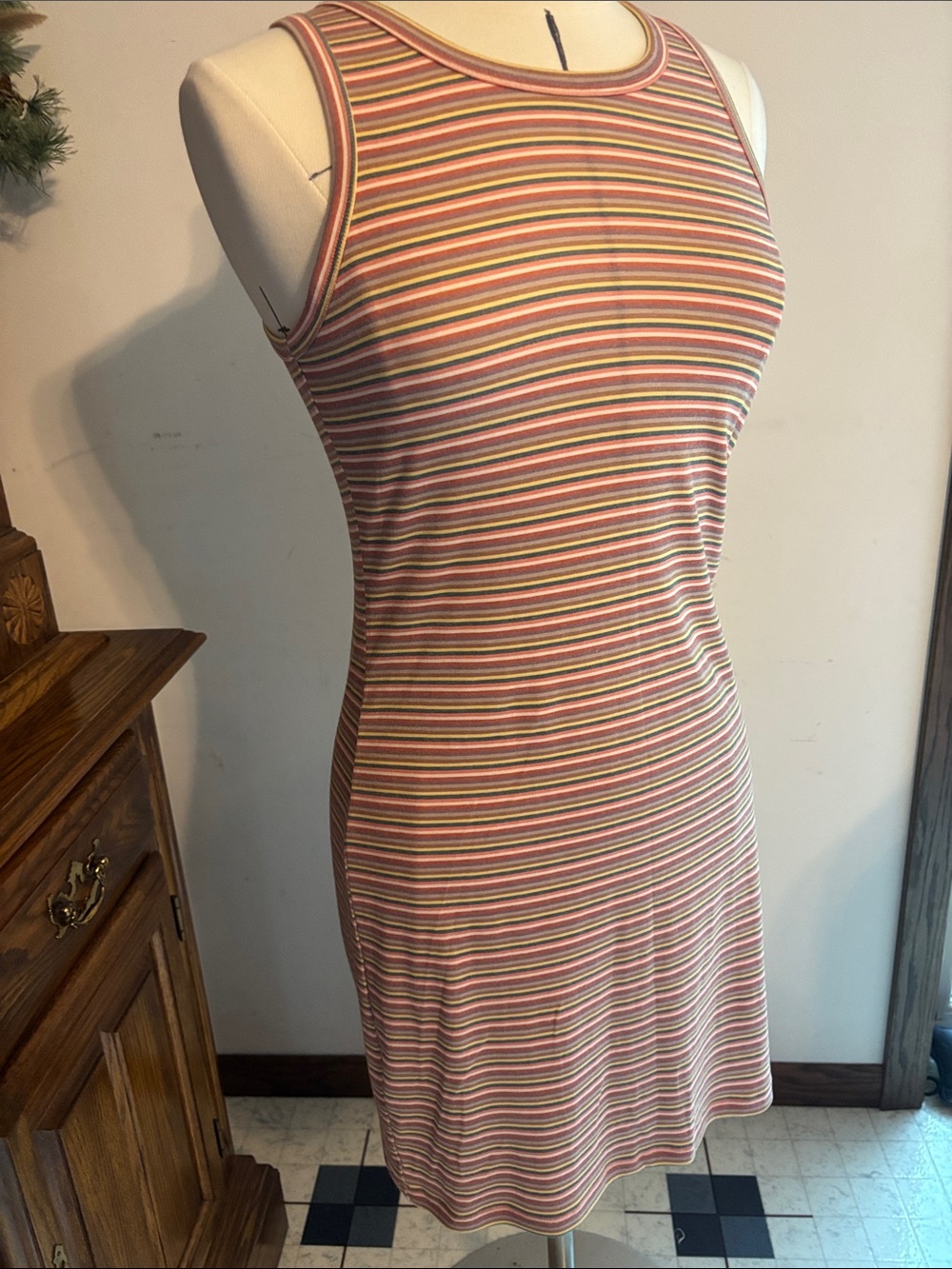 SO Sleeveless Striped Knit Mini Dress in Pink and Multi